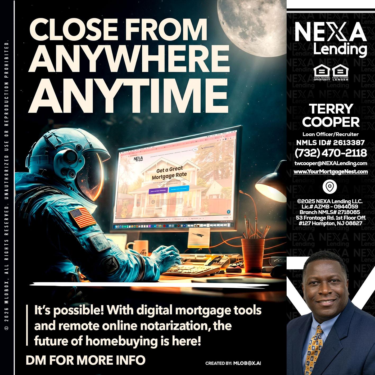 CLOSE FROM - Terry Cooper -Loan Officer/Recruiter