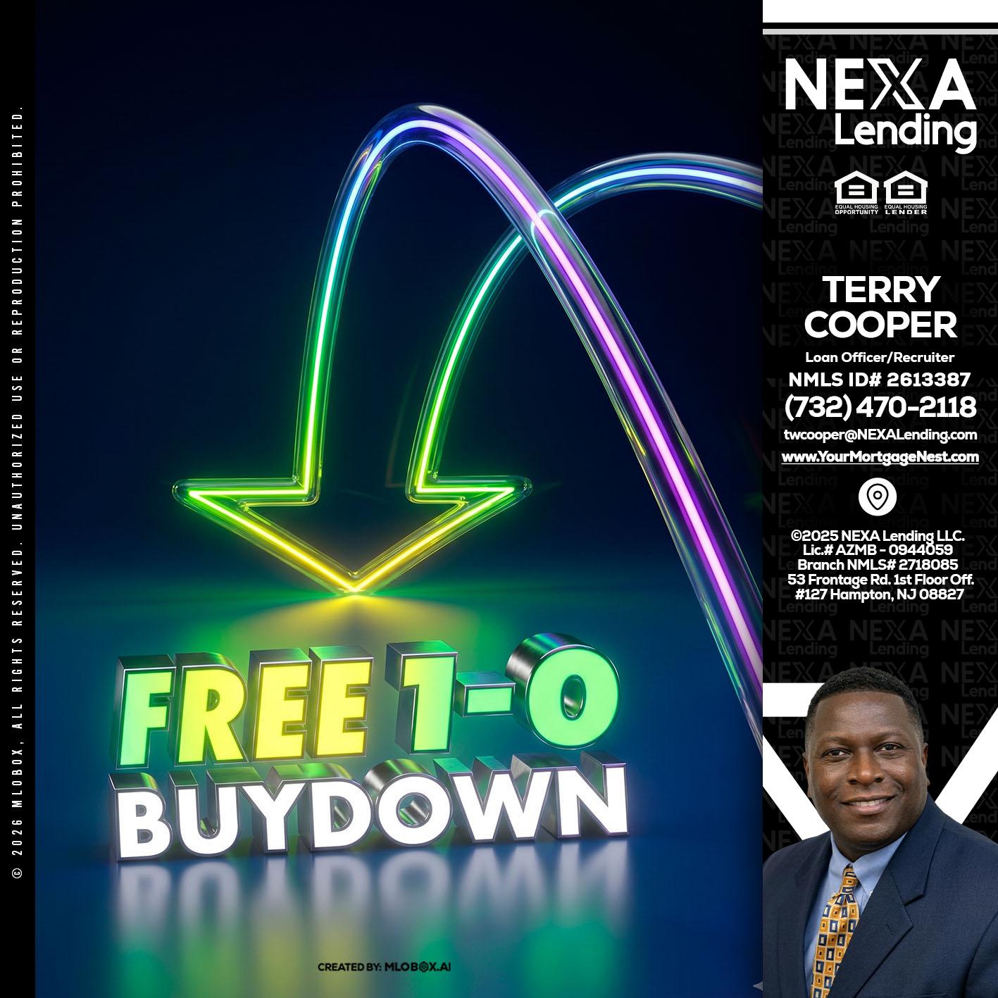 FREE 1-0 BUYDOWN - Terry Cooper -Loan Officer/Recruiter