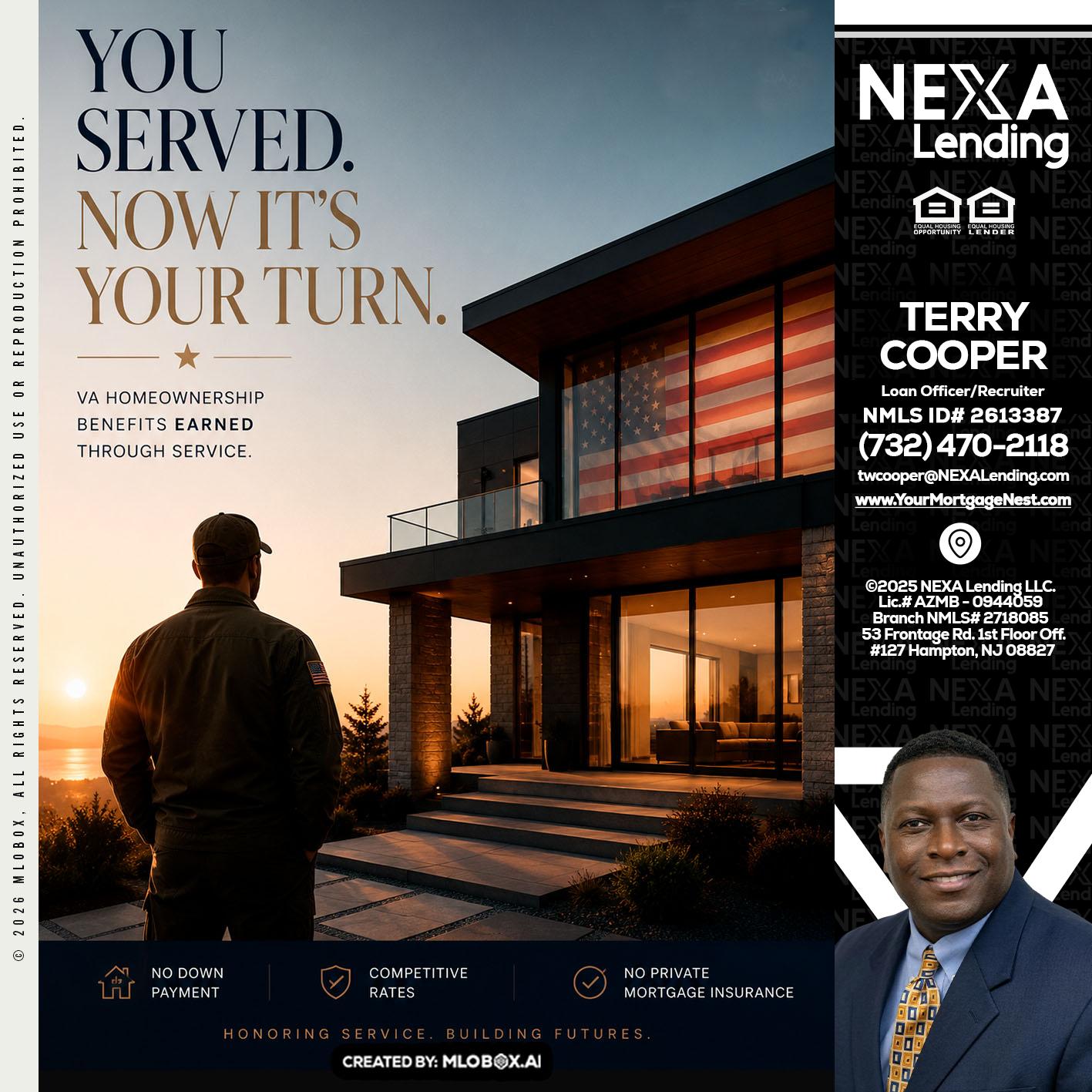 YOU SERVED - Terry Cooper -Loan Officer/Recruiter