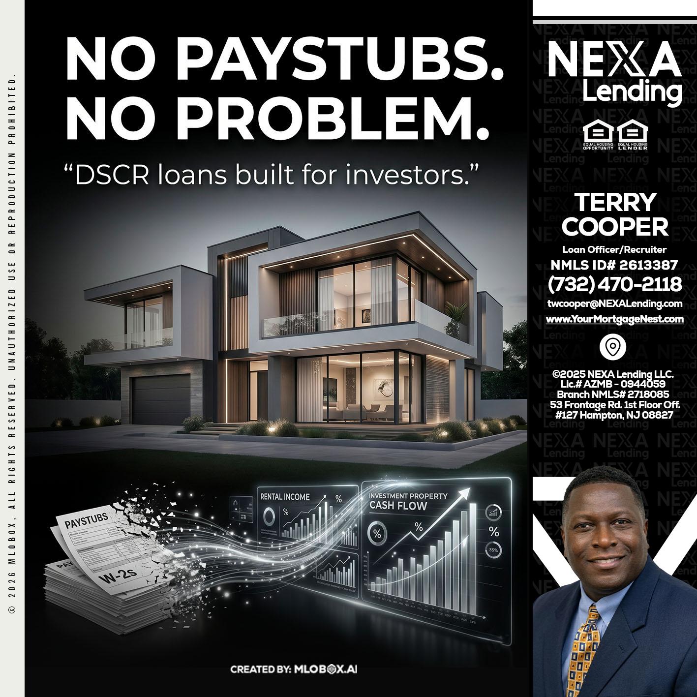 no paystub - Terry Cooper -Loan Officer/Recruiter