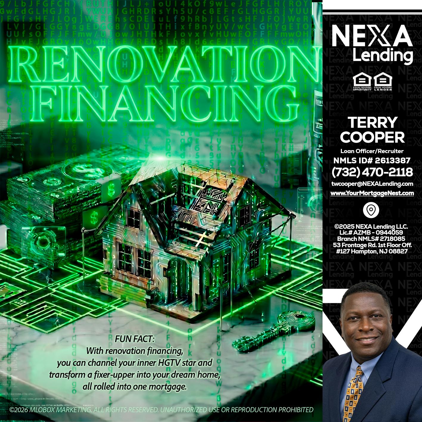 RENOVATION FINANCING - Terry Cooper -Loan Officer/Recruiter