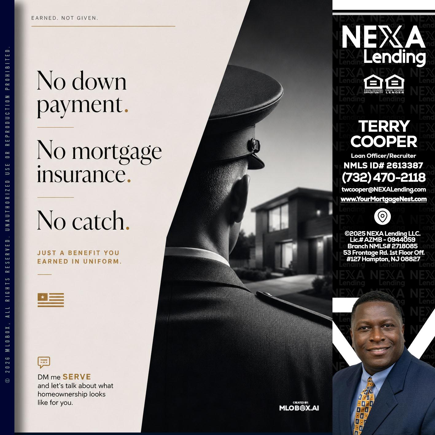 NO DOWN PAYMENT - Terry Cooper -Loan Officer/Recruiter