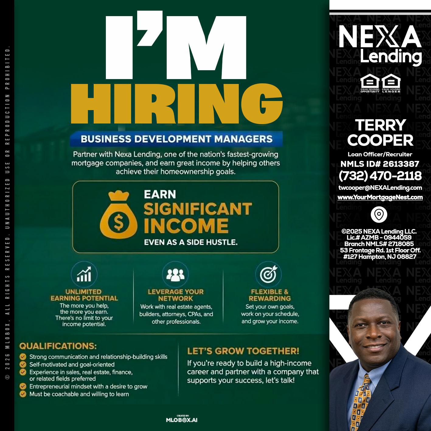 IM HIRING - Terry Cooper -Loan Officer/Recruiter