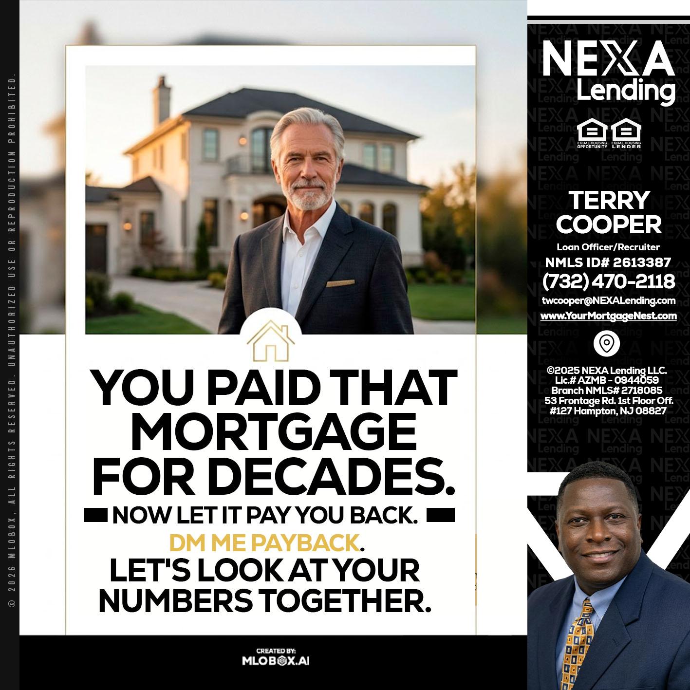 YOU PAID THAT MORTGAGE - Terry Cooper -Loan Officer/Recruiter
