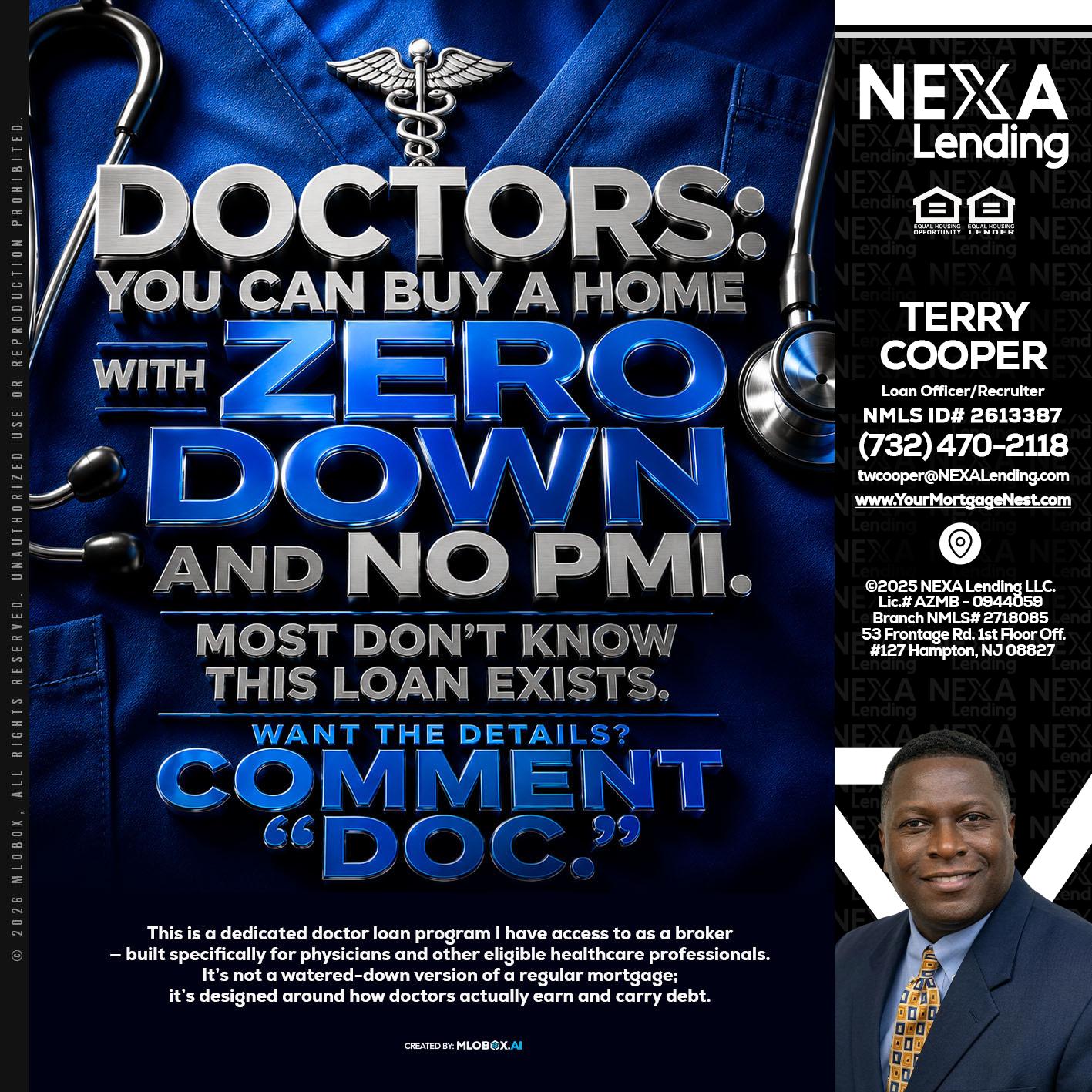 DOCTORS YOU CAN BUY - Terry Cooper -Loan Officer/Recruiter