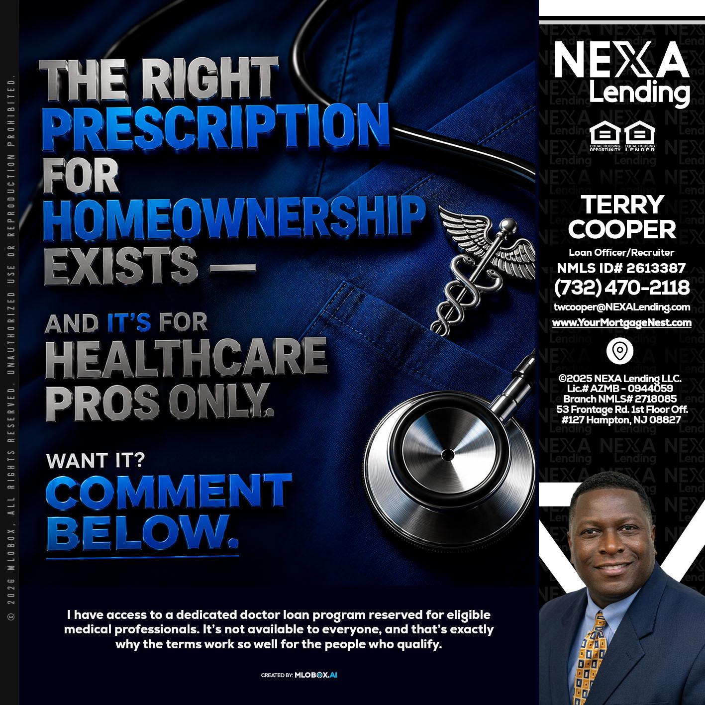 THE RIGHT PRESCRIPTION - Terry Cooper -Loan Officer/Recruiter