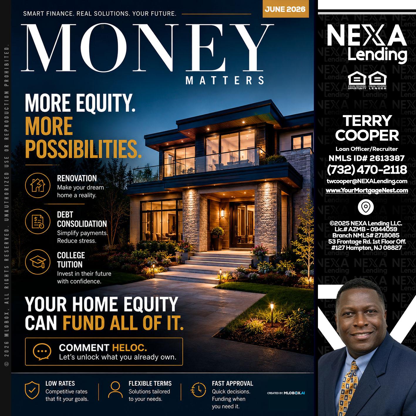 MONEY MATTERS - Terry Cooper -Loan Officer/Recruiter