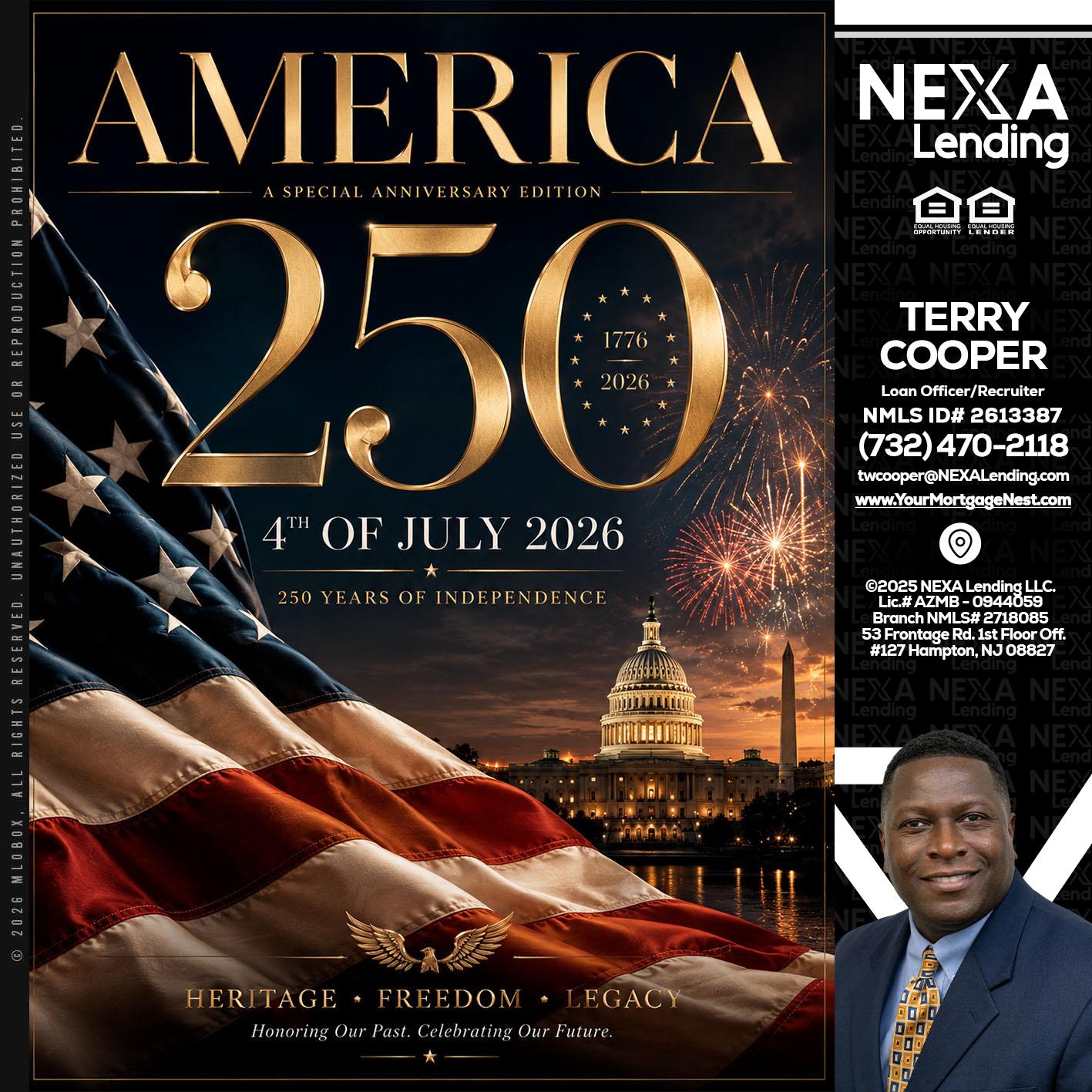 AMERICA 250 TH - Terry Cooper -Loan Officer/Recruiter