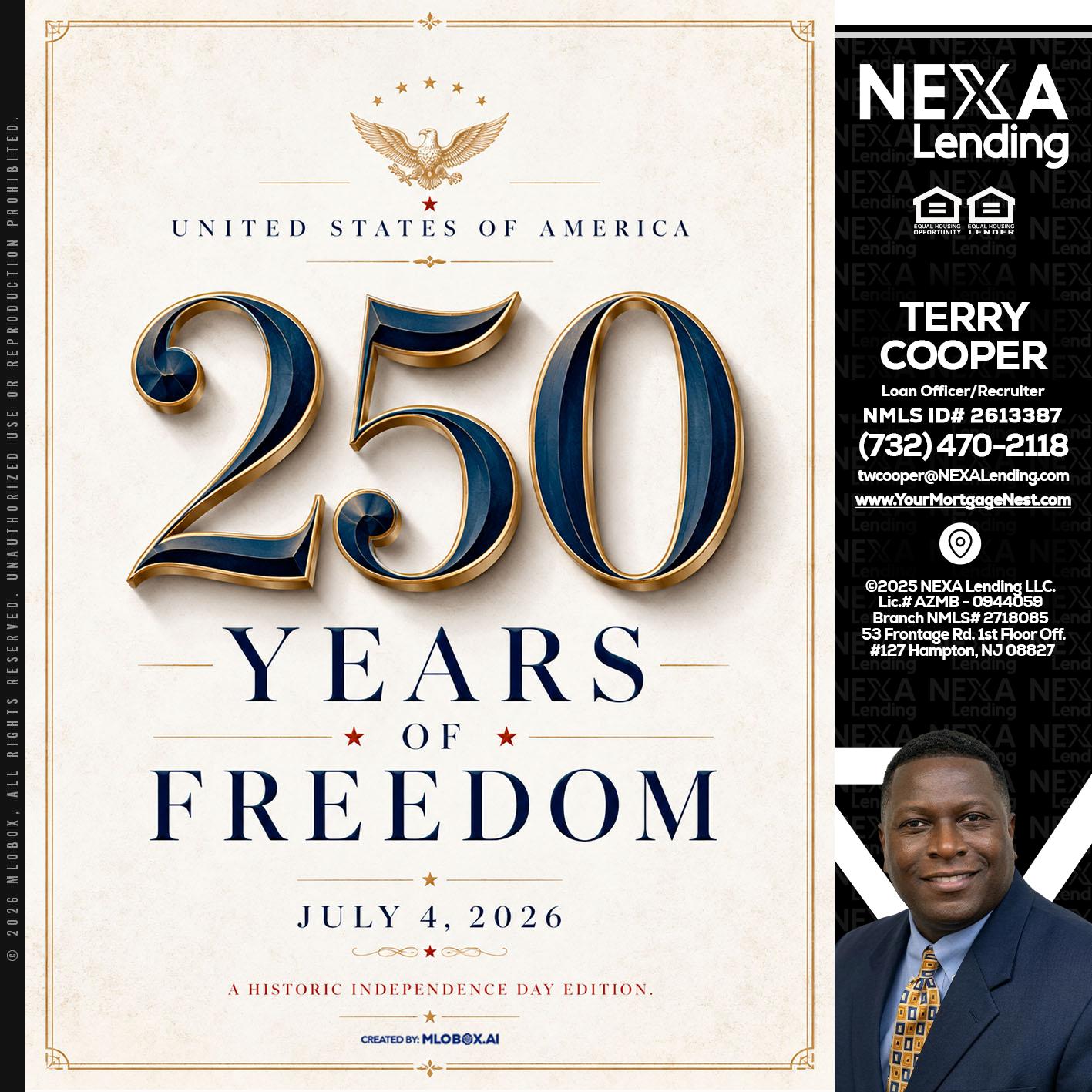 250 YEARS - Terry Cooper -Loan Officer/Recruiter