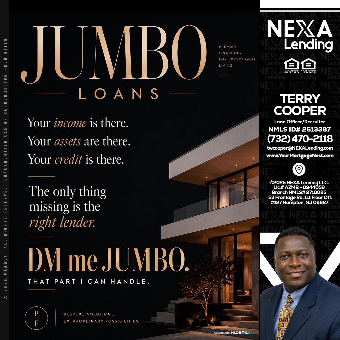 JUMBO LOANS - Terry Cooper -Loan Officer/Recruiter