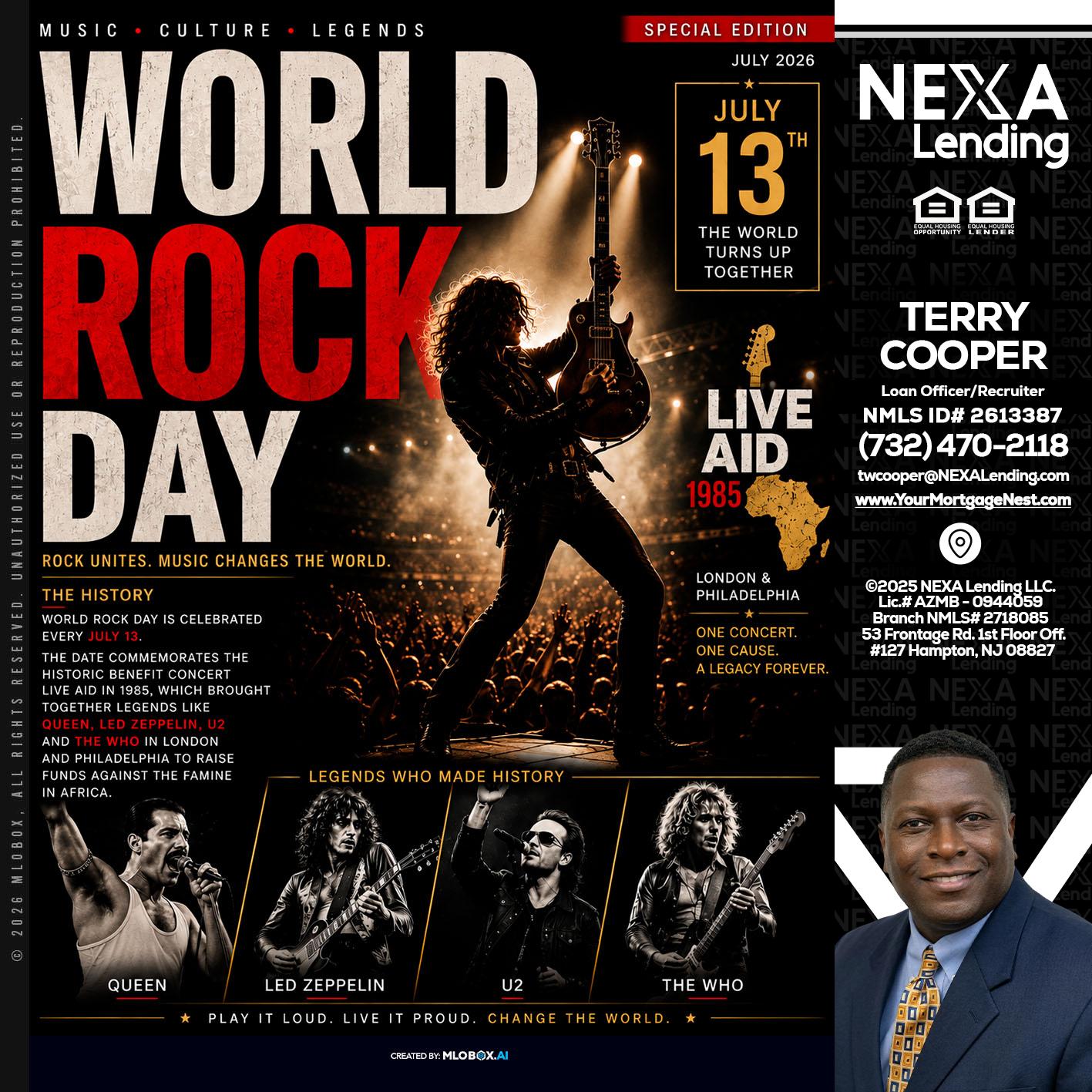 WORLD ROCK MUSIC DAY - Terry Cooper -Loan Officer/Recruiter