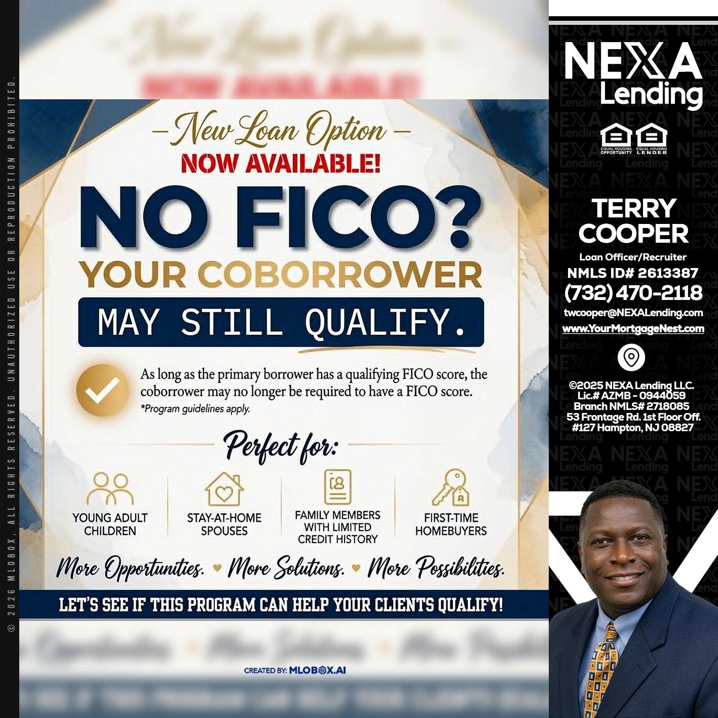 NO FICO? - Terry Cooper -Loan Officer/Recruiter