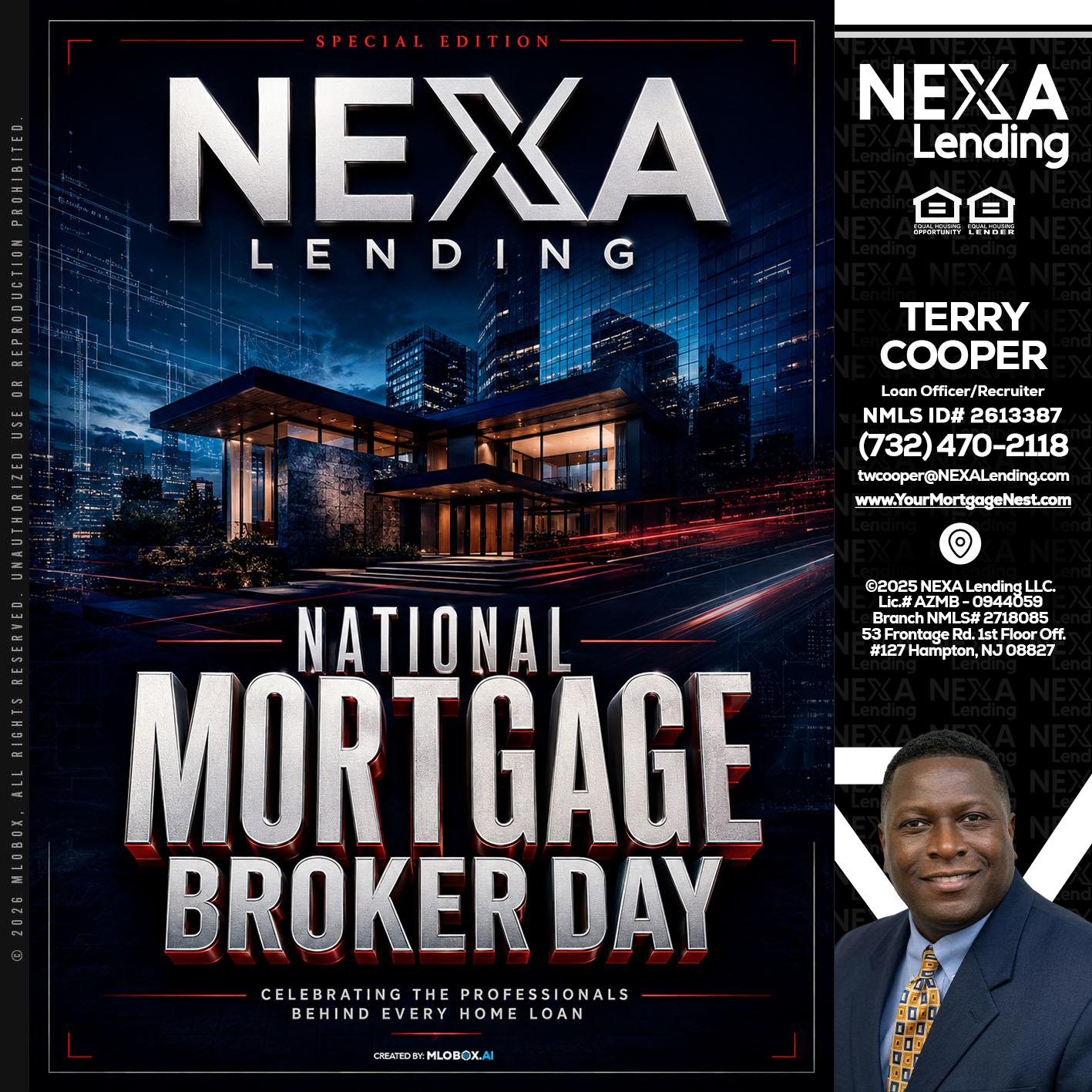 NATIONAL MORTGAGE BROKER DAY - Terry Cooper -Loan Officer/Recruiter