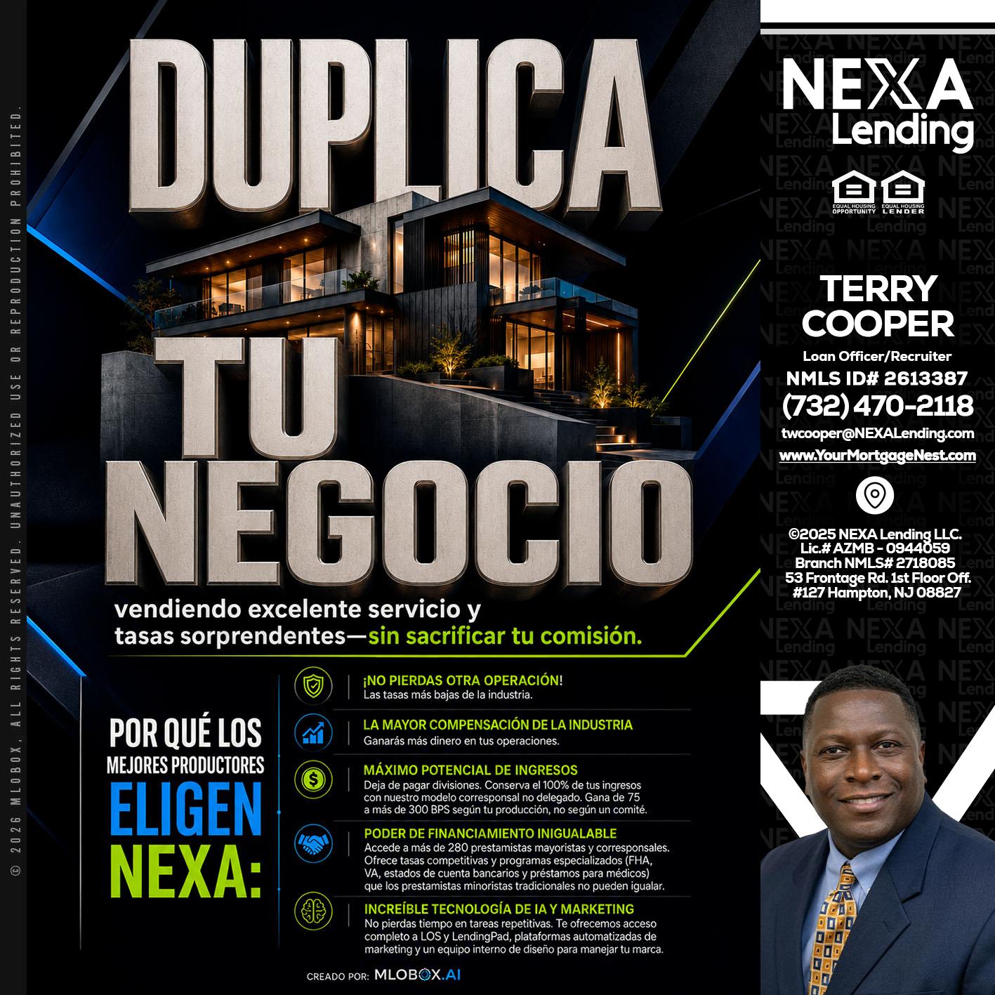 DUPLICA TU NEGOCIO - Terry Cooper -Loan Officer/Recruiter