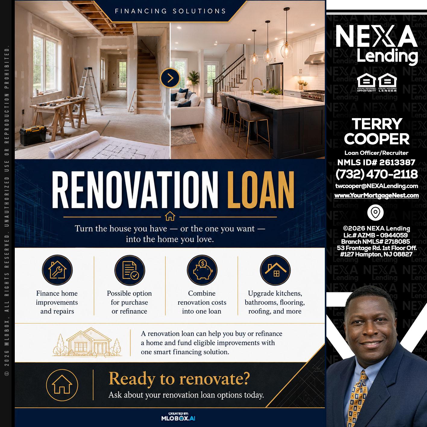 RENOVATION LOAN - Terry Cooper -Loan Officer/Recruiter